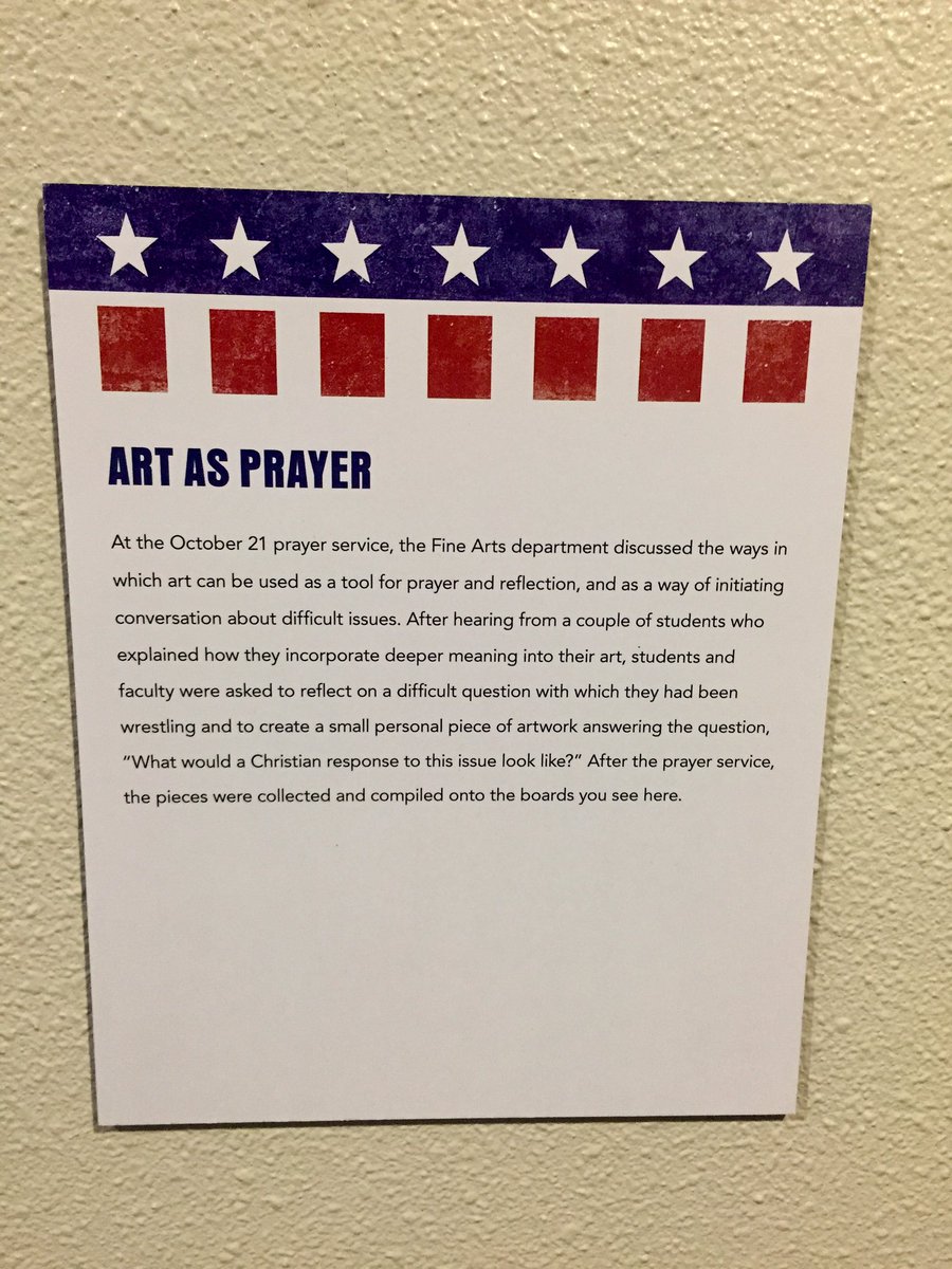 JesuitDallasCM's tweet photo. Wonder where your art from the "Art as a Voice" prayer service went? Check it out in the theatre foyer! @JesuitArt https://t.co/Fsm2A92FOV