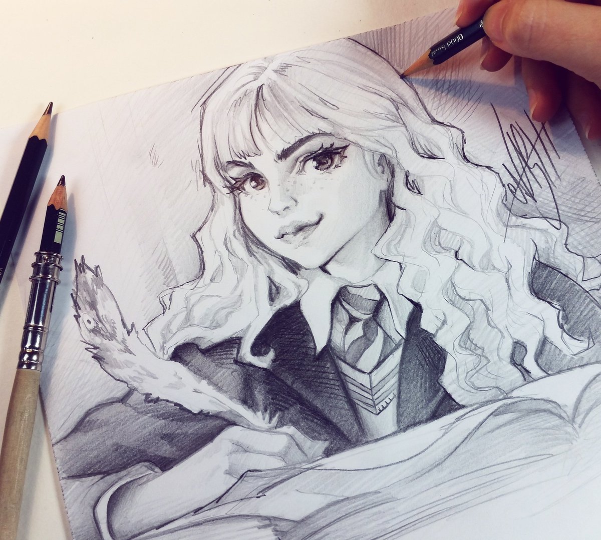 Nashi On Twitter Tried Little Herminegranger With Pencils Today