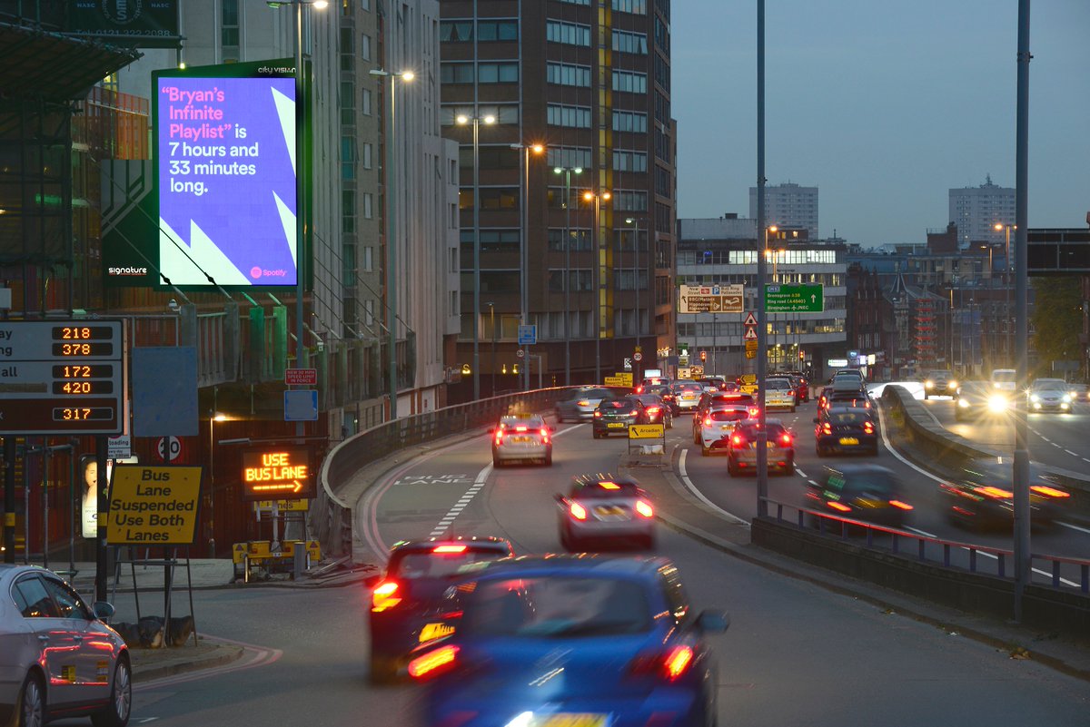 SigOutdoor's tweet photo. Spotify's latest campaign brightening up the drive home in #Birmingham! #DOOH @TalonOOH @Goodstuffers https://t.co/rQANeUqDSS