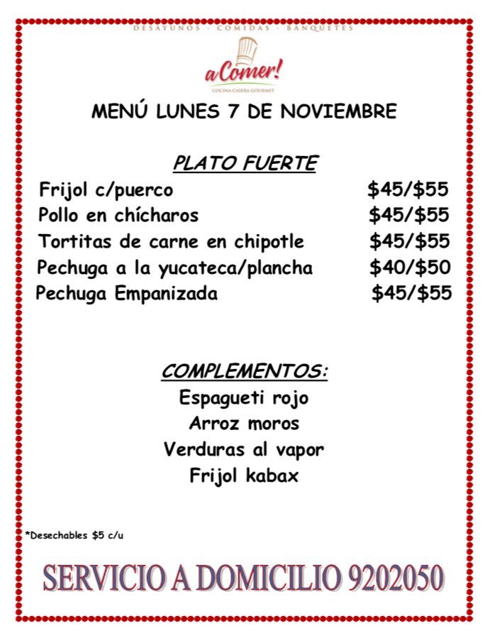 aComerMerida's tweet image. #aComer Frijol c/puerco, Pollo en chícharos, Tortitas de carne en chipotle, Pechugas. Pedidos 9202050/9999979750