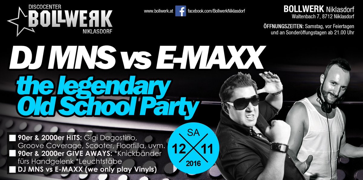 DJMNS's tweet photo. #djmns vs. #emaxx
Legendary Old-School-Party with VINYL
Info: https://t.co/fMi1iPcDy4 https://t.co/foEMbYMola