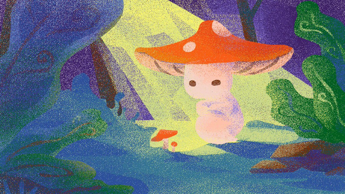 forkxfork's tweet photo. Little Shroomer #illustration #design #characterdesign #CHILDRENSBOOK #conceptart https://t.co/8beu3U4mkB