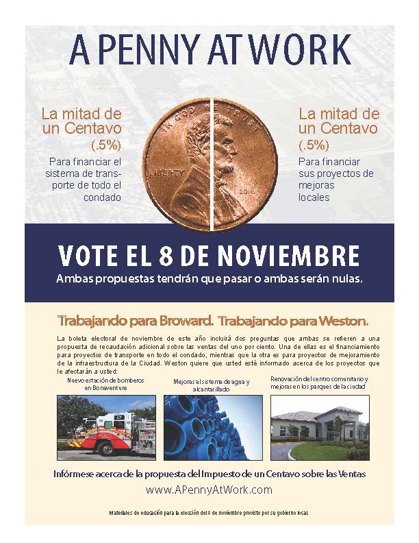 CityofWeston's tweet photo. Lea el lenguaje de la boleta electoral antes del 8 de noviembre en: https://t.co/Jb5FBn4lLg  #APennyAtWork https://t.co/0r1IKqXS7L