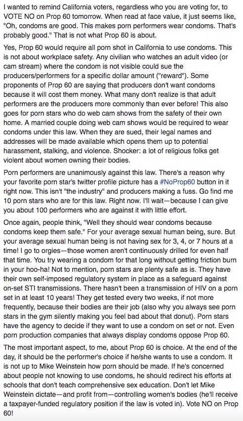 TheBillyProcida's tweet photo. For my Cali followers...please read!
Everyone else, go back to your porn.
#NoProp60 #California #ListenToPerformers #HerBodyHerChoice https://t.co/7QLAJFdNXQ