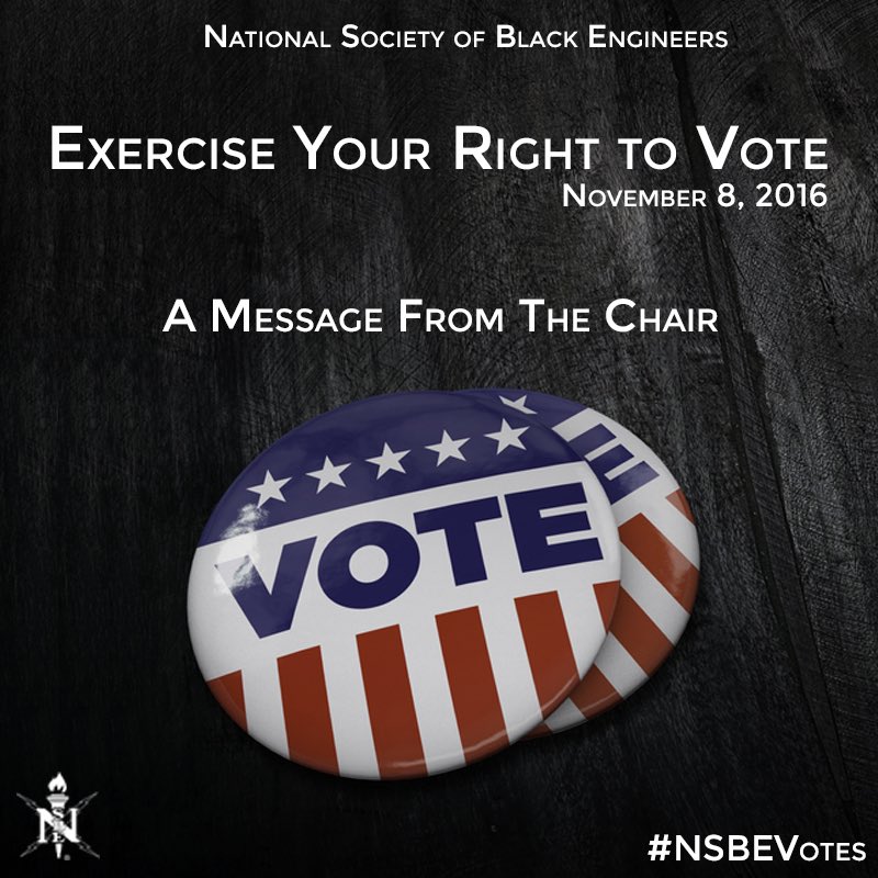 Chairman Nelson encourages you to exercise your right to vote! Read the article (nsbe.org/NSBEVotes) • #NSBEVotes