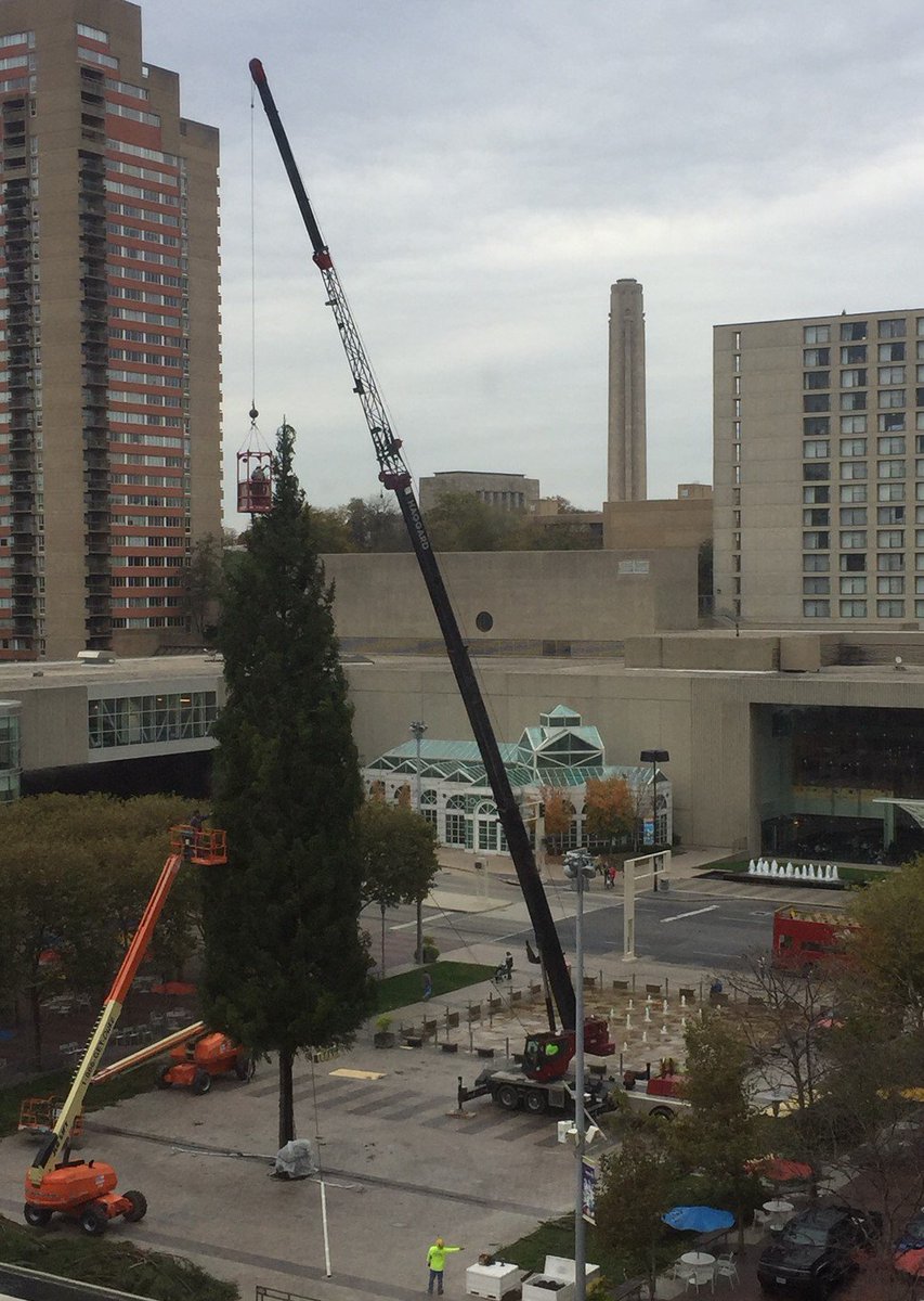 View from my <a href="/CrownCenter/">Crown Center</a> office <a href="/ChildrensMercy/">Children's Mercy</a> - trimming the Mayor's Christmas tree! Tis the Season! <a href="/MayorSlyJames/">Sly James (Former Mayor)</a>