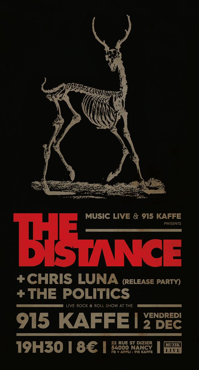 TheDistanceOff's tweet photo. Le poster du concert à Nancy !! #concert #show #rock #metal #poster #Flyers #PunkLondon #cerf #wagram https://t.co/MtBJj3rY7x
