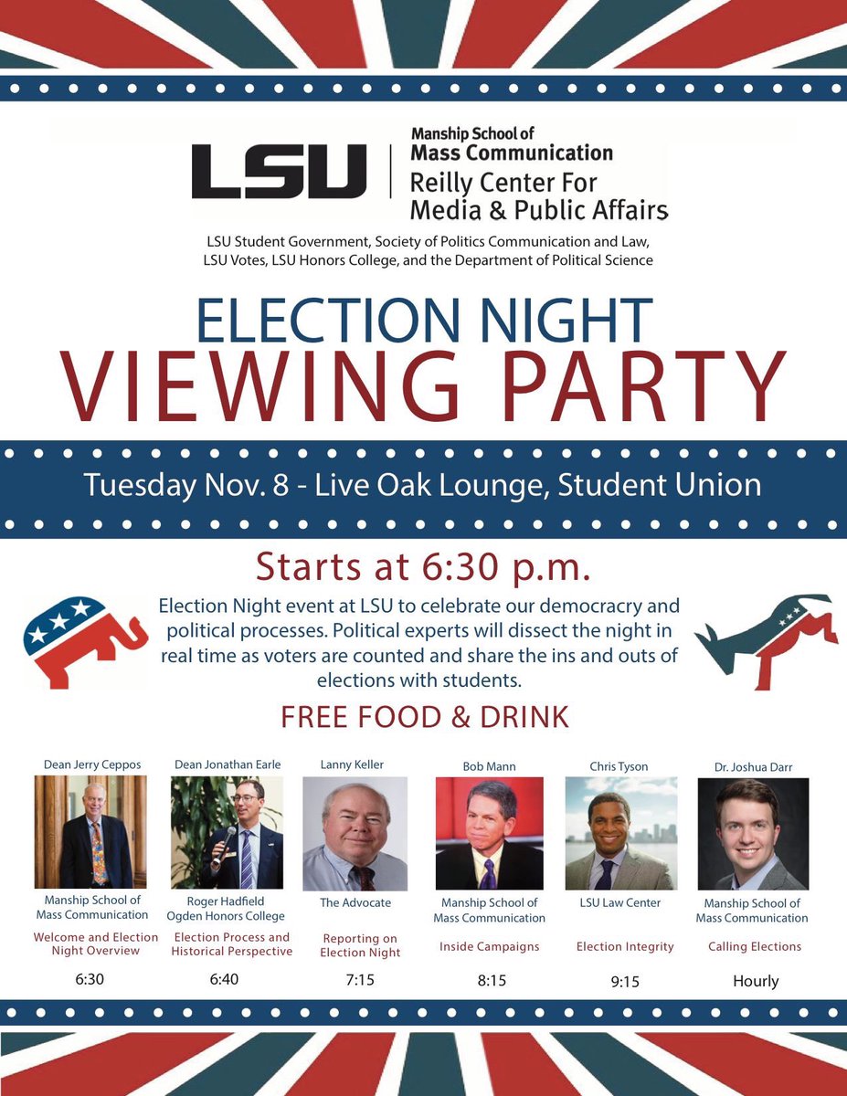 LSU_SG's tweet photo. Join #LSUSG and the @ManshipSchool tomorrow night for an Election Night Viewing Party! #LSUvotes #Vote2016 https://t.co/B3VGD4gUvp