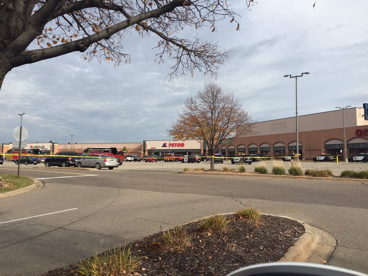 The scene at Dollar Tree in Burnsville, MN. Shooting injured 2 people. Photo Doc Bohlman FOX