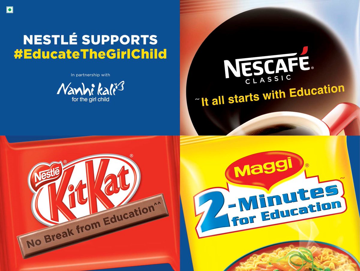 NestleIndia's tweet photo. We have changed the packs of your favourite brands to support #EducateTheGirlChild . Join us in making a difference! https://t.co/5Upj9dy6Ao