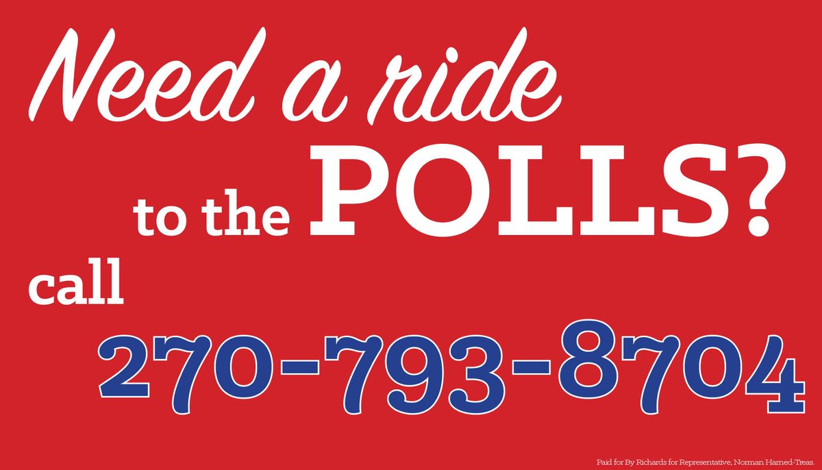 Call if you need a ride to the polls!