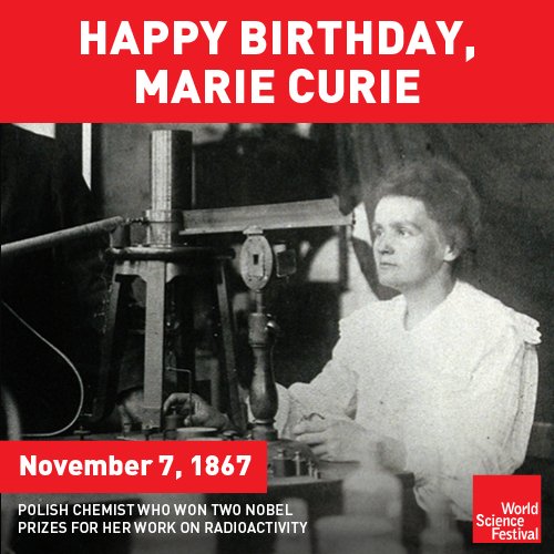 bgreene's tweet photo. Happy 149th birthday to the great Marie Curie. "Nothing in life is to be feared, it is only to be understood." https://t.co/MWb0TKrbll