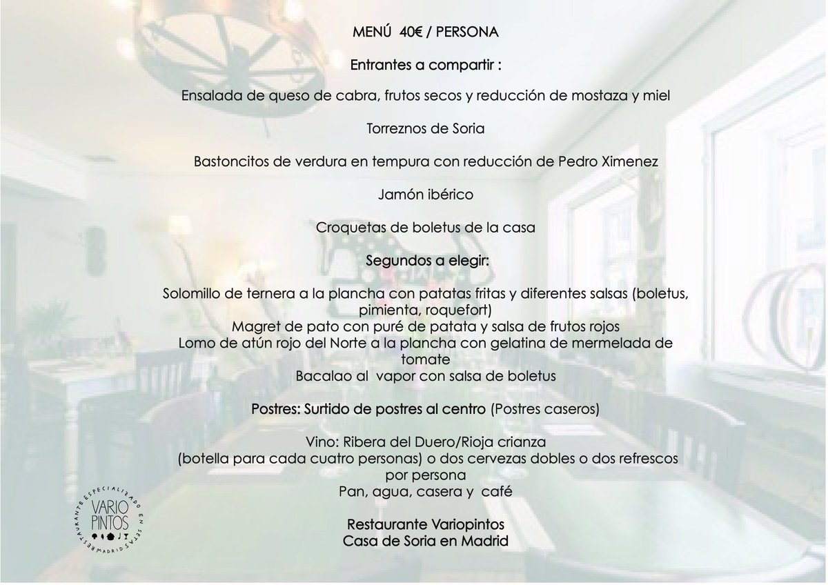 Variopintos's tweet photo. Menús especiales para cenas de Navidad #cenasempresa #reuniones #comidas #cenas #grupos #restaurante #celebraciones #menu #centro #Madrid https://t.co/Zj0AU3iP42
