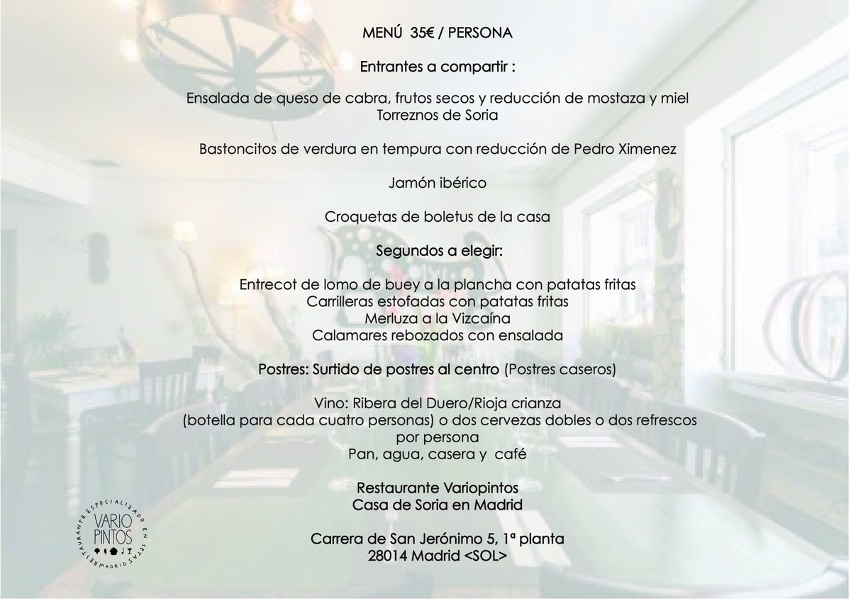 Variopintos's tweet photo. Menús especiales para cenas de Navidad #cenasempresa #reuniones #comidas #cenas #grupos #restaurante #celebraciones #menu #centro #Madrid https://t.co/Zj0AU3iP42