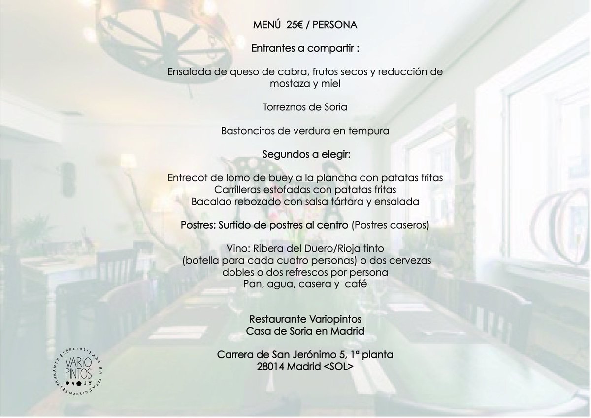 Variopintos's tweet photo. Menús especiales para cenas de Navidad #cenasempresa #reuniones #comidas #cenas #grupos #restaurante #celebraciones #menu #centro #Madrid https://t.co/Zj0AU3iP42