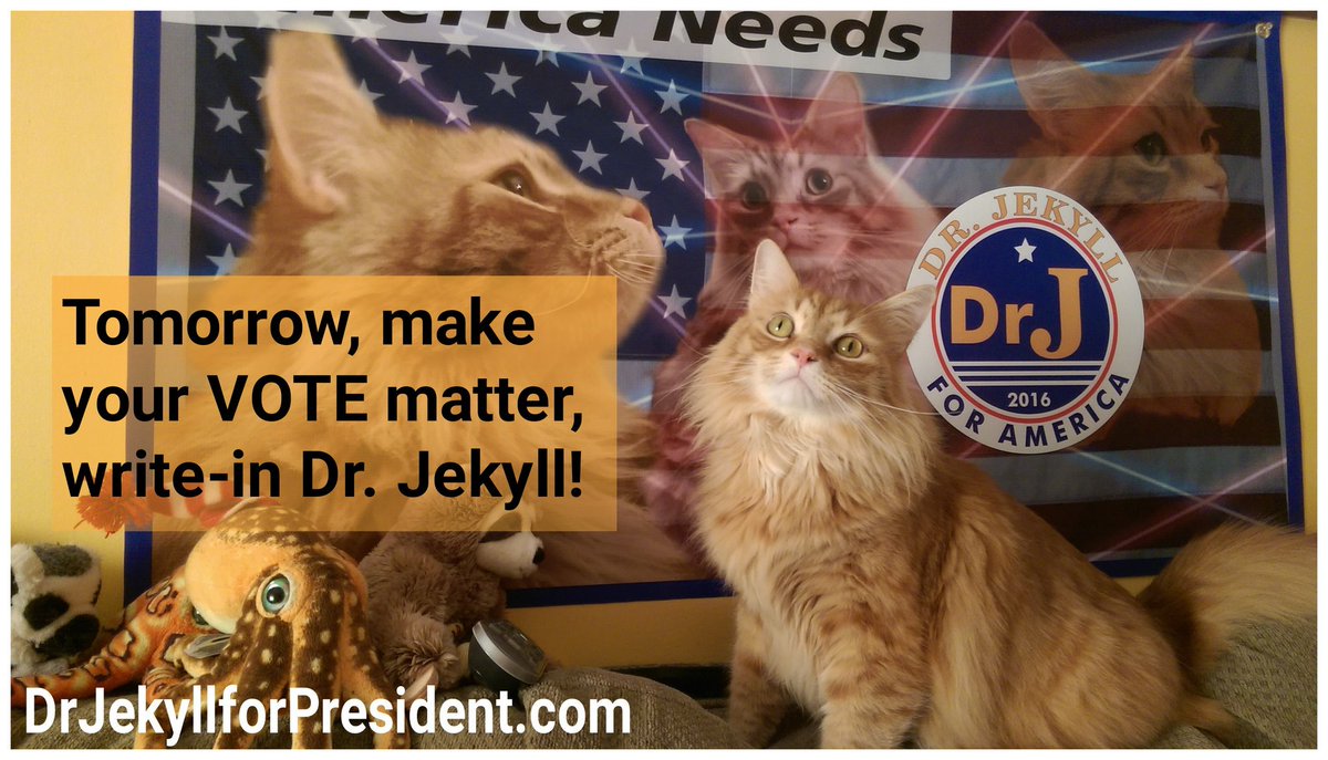 drj4prez's tweet photo. Get out the vote for Dr. Jekyll!! #Election2016 https://t.co/pe7Cbqjfaw