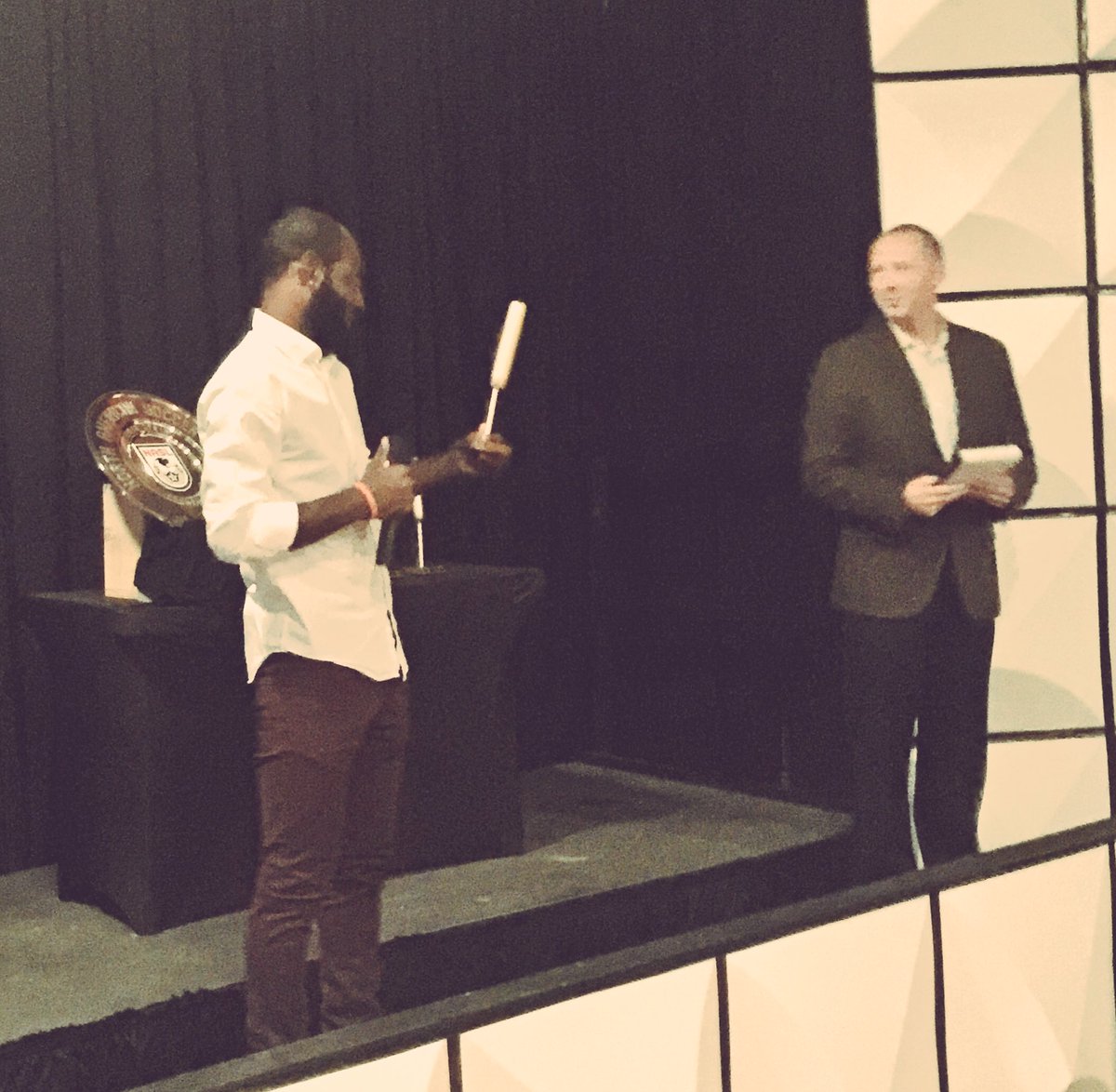 IndyEleven's tweet photo. .@The_BYB Most Improved Player of the Year Award goes to the one, the only, #DonSmart!
#goldencorndogs https://t.co/BBFSfHsT2A