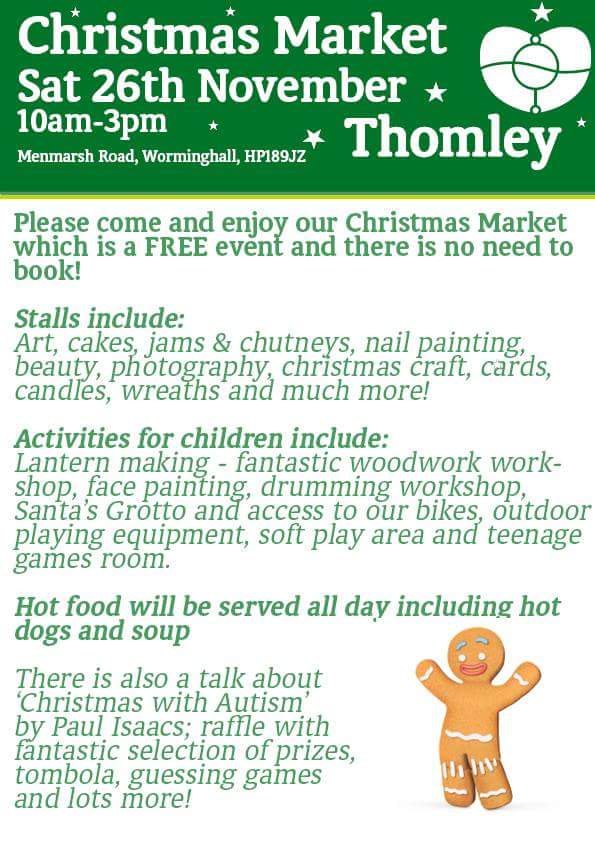 Thomley_'s tweet photo. Come to our Christmas Market - it's FREE! 
#Thame #ChristmasMarket #Disability #Activities #Aylesbury #Oxford https://t.co/5Rcbs3hnX0