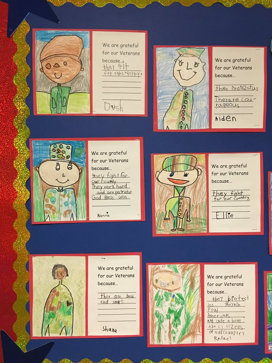 WOSnews's tweet image. #WOSwordofthemonth bulletin board by #mrslukeWOS&apos; class #gratitude #vetiquette #VeteransDay