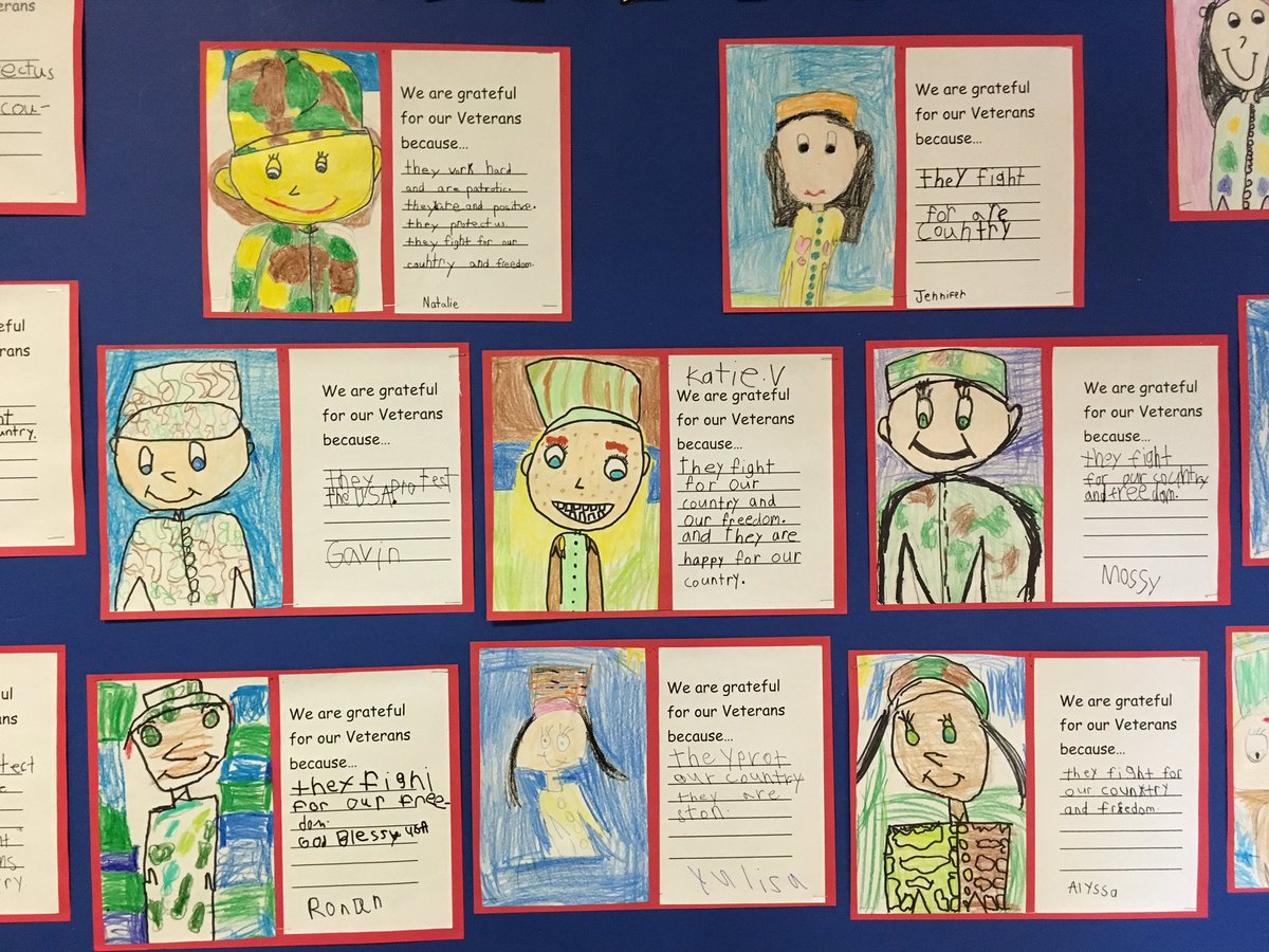 WOSnews's tweet image. #WOSwordofthemonth bulletin board by #mrslukeWOS&apos; class #gratitude #vetiquette #VeteransDay