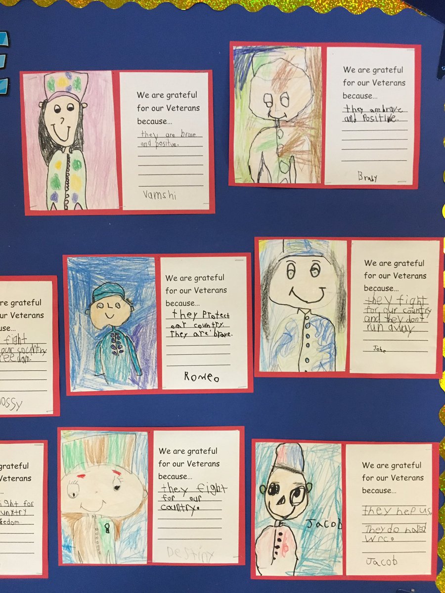 WOSnews's tweet image. #WOSwordofthemonth bulletin board by #mrslukeWOS&apos; class #gratitude #vetiquette #VeteransDay