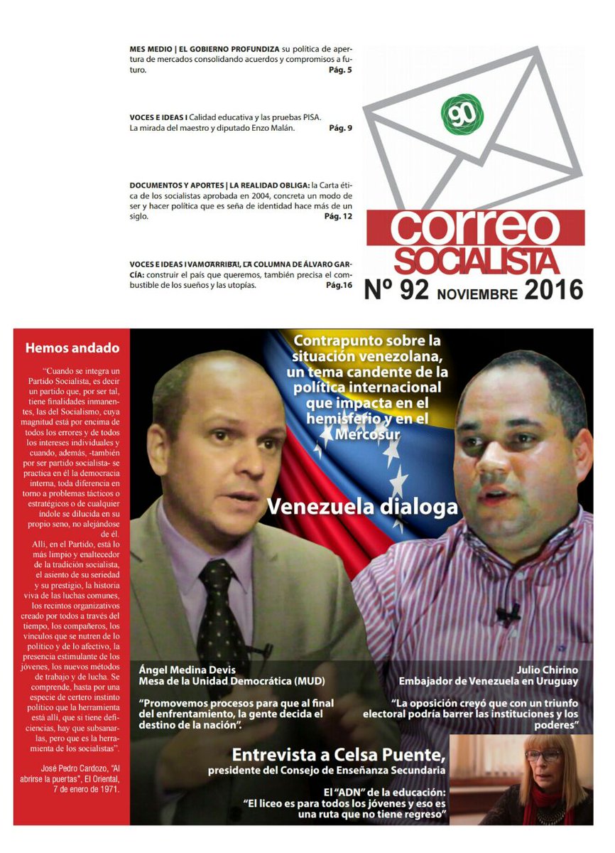 Socialistas90's tweet photo. HOY:
Sale una nueva edición del #CorreoSocialista. Compartimos #LaTapa n°92.
Turbonada en la tierra de Bolivar / Entrevista a @PuenteCelsa. https://t.co/J0VlS1yG7C