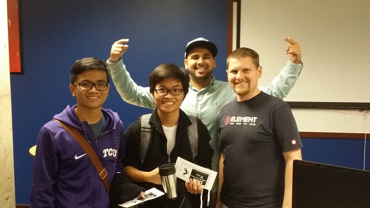 CodingDojoDotCo's tweet photo. Congratulations to the winners of #FirstHackDallas, Team Name Here. Changing lives one #code at a time. Way to go! https://t.co/lcRGuvnaIc