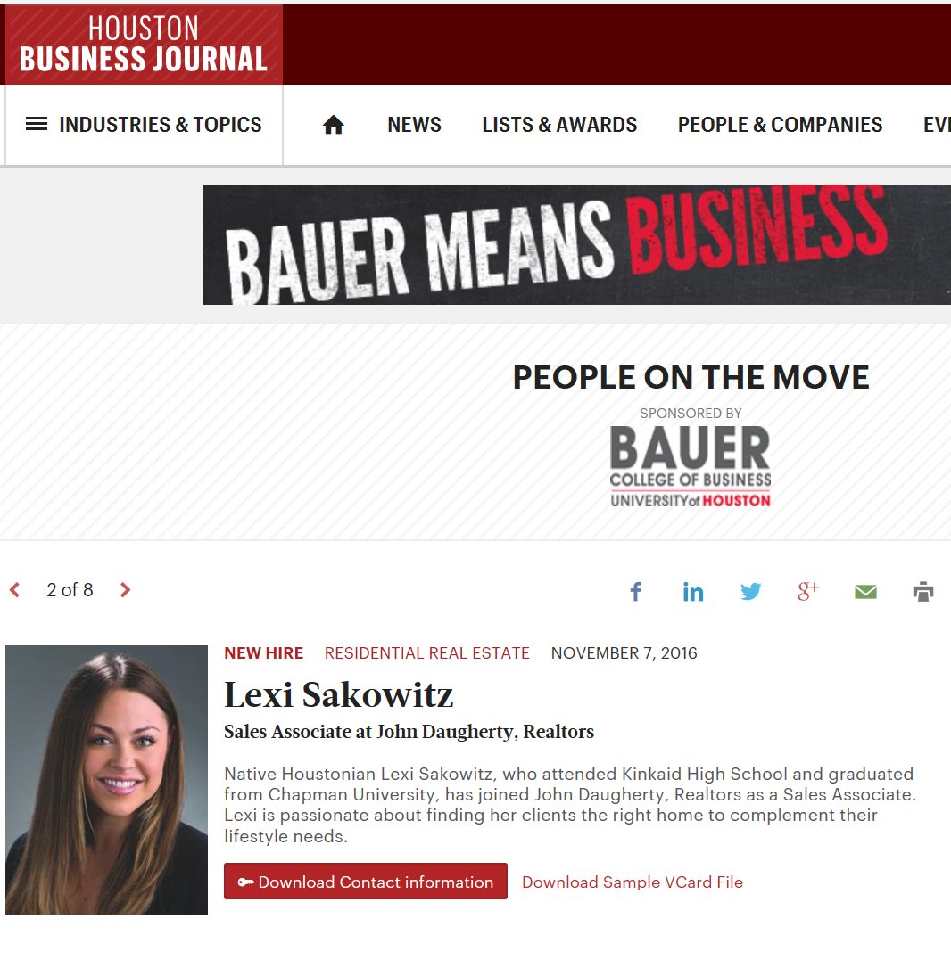 lexi_sakowitz's tweet photo. Houston Business Journal announces Lexi Sakowitz! #realestate #realtor #houston #texas #homes #residential #jdr #houstonbusiness https://t.co/RQWcVL2DSN