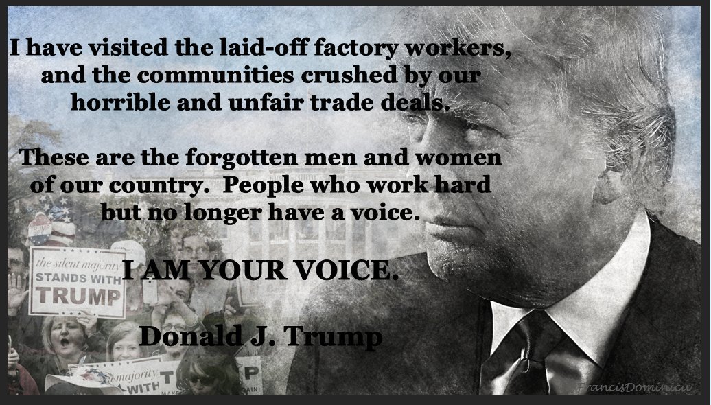 LindaSuhler's tweet photo. To "the forgotten men and women of our country...I AM YOUR VOICE."

#ElectionFinalThoughts

#TrumpPence16🇺🇸 #Jobs #AmericaFirst  #MAGA https://t.co/7JYIZ7WHXa