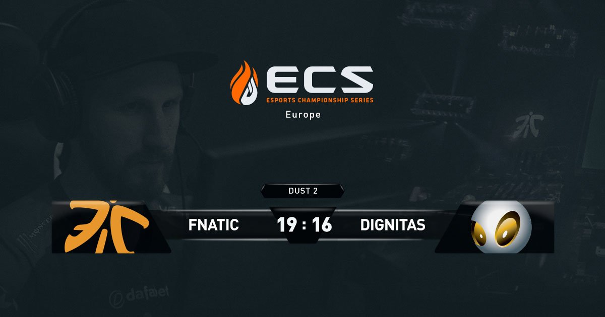 FNATIC's tweet image. .@krimzCSGO shuts down the final @TeamDignitas player to secure the victory on Dust 2! GG WP - #ECS2