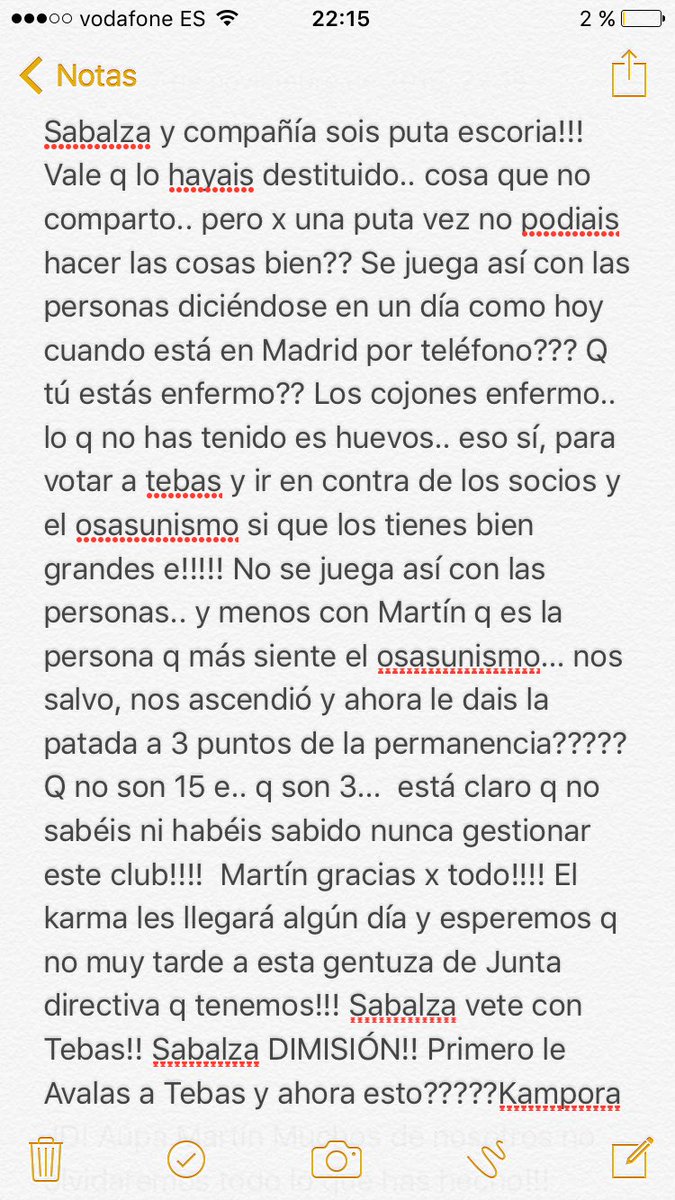 busto_patri's tweet photo. Mi opinión... JD sois puta escoria!!!! #osasuna #animomartin #laaficiontequiere https://t.co/JTuXx3BJoO
