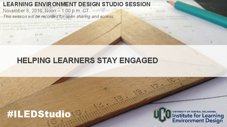 CLEA_ILED's tweet photo. Looking forward to our next #ILEDStudio session tomorrow at noon CT. Our topic is “Helping Learners Stay Engaged” https://t.co/d0ugskIso4 https://t.co/pGtnXrqLyY