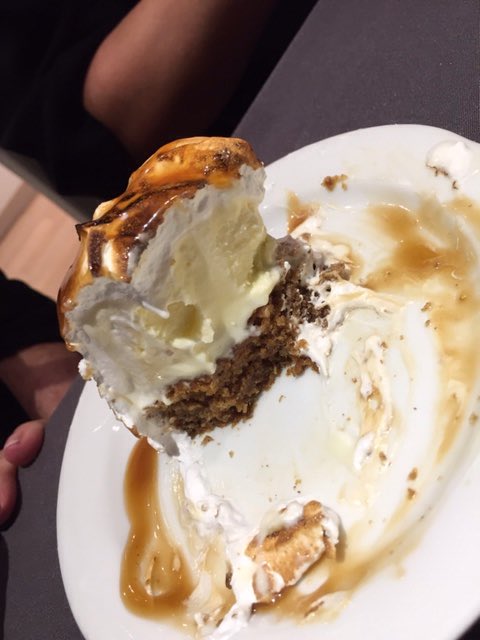 fishcafe's tweet image. Sticky date pudding + vanilla ice cream, baked Alaska = hard to describe. 
Before and during, there's no after. Yum!