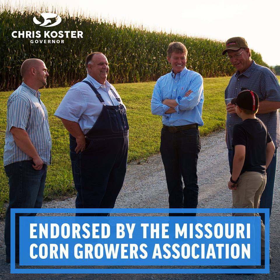 Chris Koster has a strong history of supporting Mo corn farmers &amp; fighting for ag. Join us at the ballot box and vote <a href="/Koster4Missouri/">Chris Koster</a>