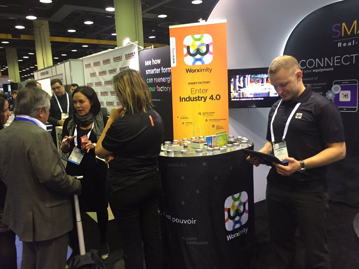 Worximity's tweet image. Day 2 at the @packexposhow! So many visitors at the Worximity booth! #smartfactory #tileboard #tileconnect #wxtribe