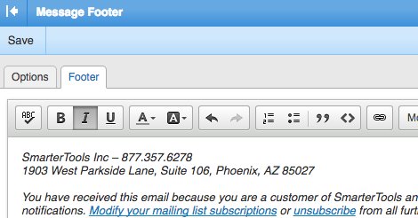 SmarterTools's tweet photo. #SmarterMail supports Message Footers which is perfect for adding delivery disclaimers or additional personal information! #SmarterToolsTips https://t.co/d86xspuVpq