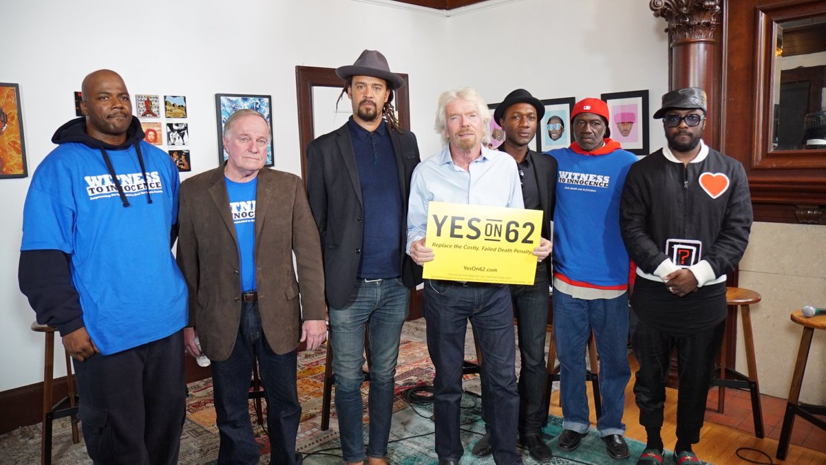 richardbranson's tweet photo. California can change the course of history - vote #YesOn62 &amp; #NoOn66 to end the death penalty https://t.co/UFsOm8nVnB https://t.co/xAJs0GI5QT