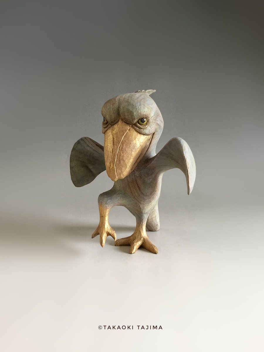 木彫 鶴のポーズをするハシビロコウ 出品します。 11/23水〜12/3土