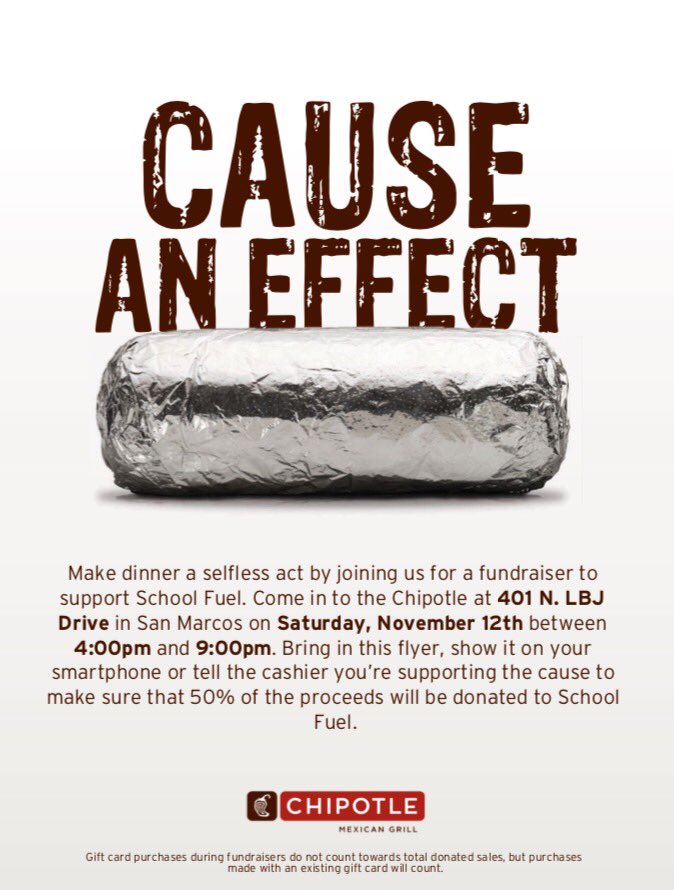TxStatePanhell's tweet photo. Because who doesn't love Chipotle? #txstatepanhell #txstpanhell #txstifc #txst https://t.co/4T3EpCgPZn