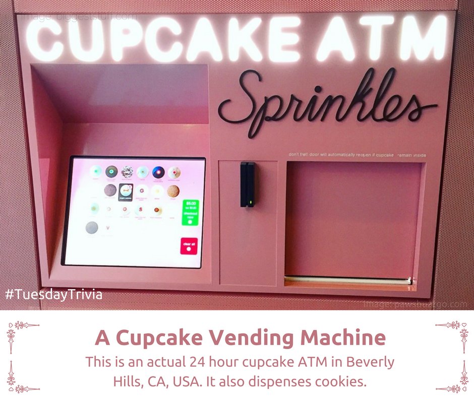 melete_sn's tweet photo. This is just amazing - a cupcake ATM! I just want one in my home.
#TuesdayTrivia #cupake #baker #baking #CupcakeATM #BeverlyHills https://t.co/MtstHiXPZW