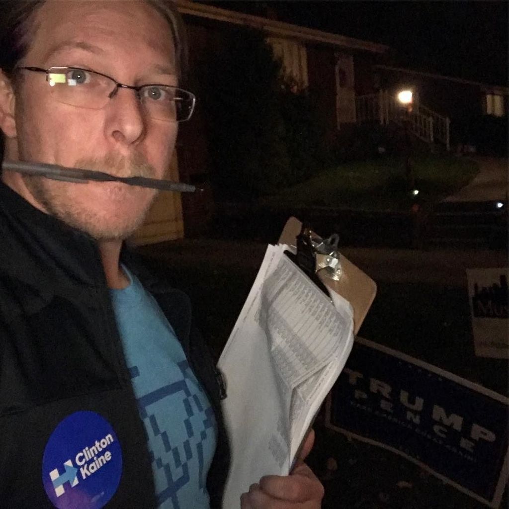 caseywest's tweet photo. Did my part to avoid _that_ tire fire. #ladyprez #imwithher #hillz https://t.co/6ZShudH6gI https://t.co/odIMHZda7B