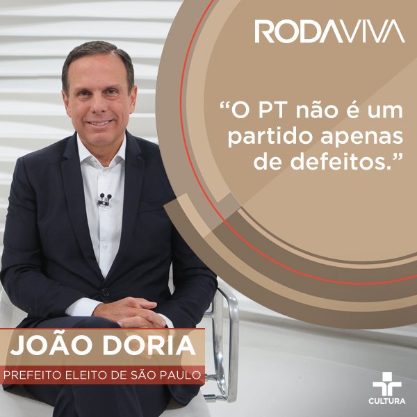 rodaviva's tweet photo. O que achou do #RodaViva com o prefeito eleito de São Paulo, @jdoriajr? https://t.co/XjeM8AuU7r