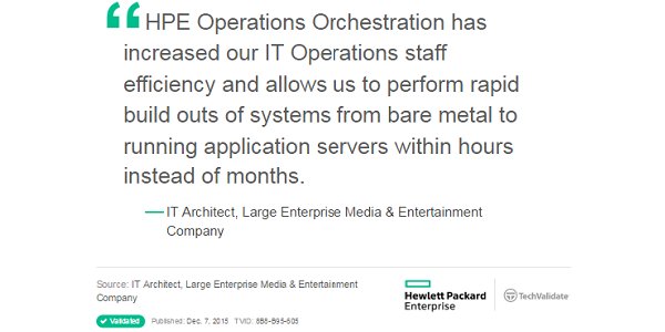 MicroFocus's tweet photo. Read what #HPE users are saying abt #OperationsOrchestration: https://t.co/oVNEIdgJRQ via @TechValidate #ITOps https://t.co/ct7bvRu0RW