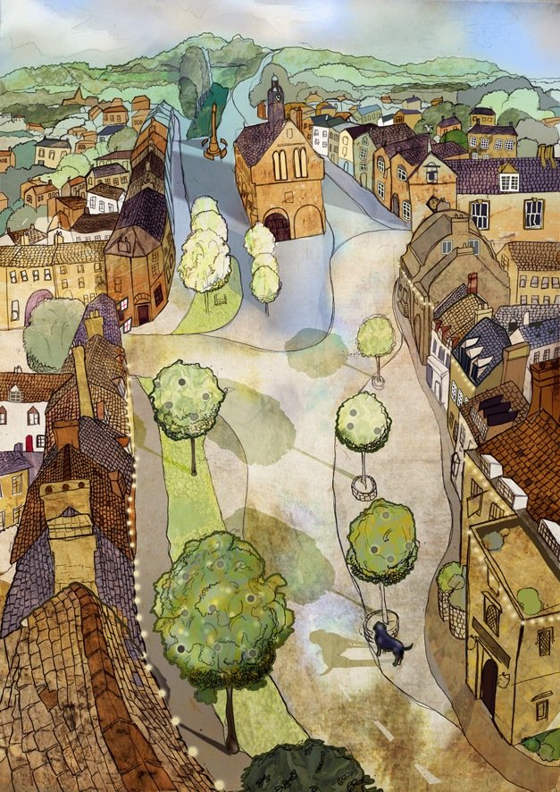 ArtysanCotswold's tweet photo. Here's #MoretoninMarsh reimagined by the very talented @ILLUSTRATIONSP. Limited edition print in grey chalk paint frame, £295 #CotswoldLife https://t.co/HWTq8EmUcO