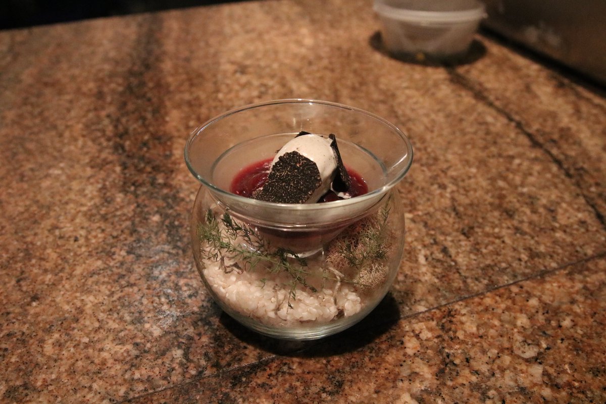 Black #truffle, cherry confit &amp; milk #chocolate. <a href="/ChefAnthony_M/">Anthony Martin</a> of <a href="/RestaurantTru/">Tru Restaurant</a>