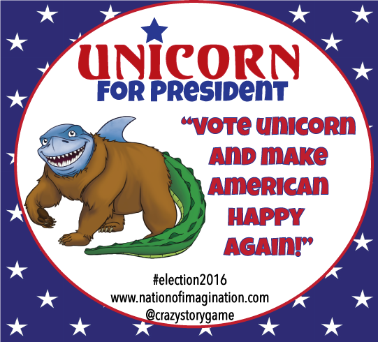 StoryClubGames's tweet photo. Vote Unicorn and #MakeAmericaHappyAgain! #2016Election #election #2016debates https://t.co/lN3VQoe8jK