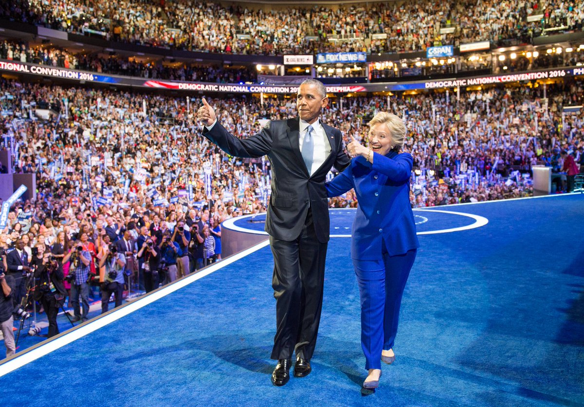HillaryClinton's tweet photo. “Don’t boo, vote!” —@POTUS https://t.co/jfd3CXLD1s https://t.co/LPGUUEty3E