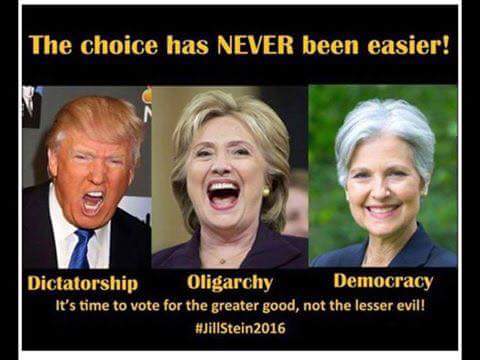 Maria4rmatx's tweet photo. @redheaded1 Anyone voting for A Warmonger or Hatemonger are asked votes. They're from the same pool of Greed! #iVoted #JillStein #NoFearVote https://t.co/C7hezohfHV