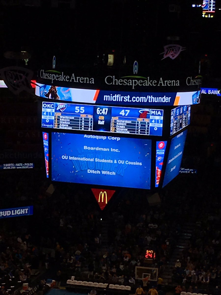 Having a great time at the Thunder game!!