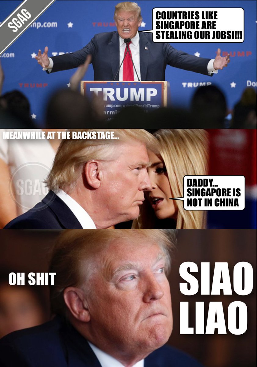 SGAG_SG's tweet photo. Maybe this is the reason why Trump kaopeh Singapore... https://t.co/vLQrHH8PS9